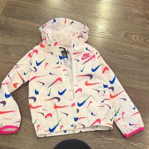 Nike Kids White Jacket with Multicolor Swooshes size 5-6 yrs